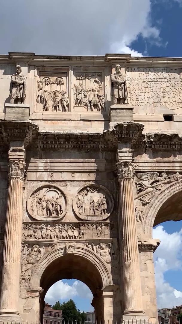 意大利罗马著名旅游景点君士坦丁凯旋门实拍视频视频的预览图
