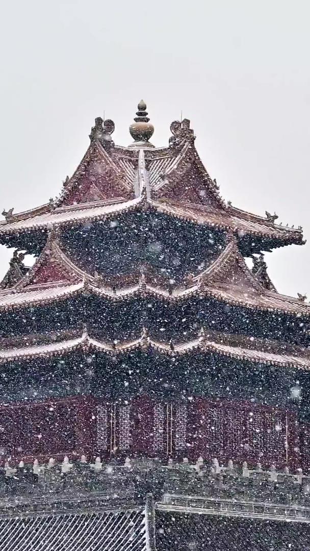 北京角楼城墙雪景视频的预览图