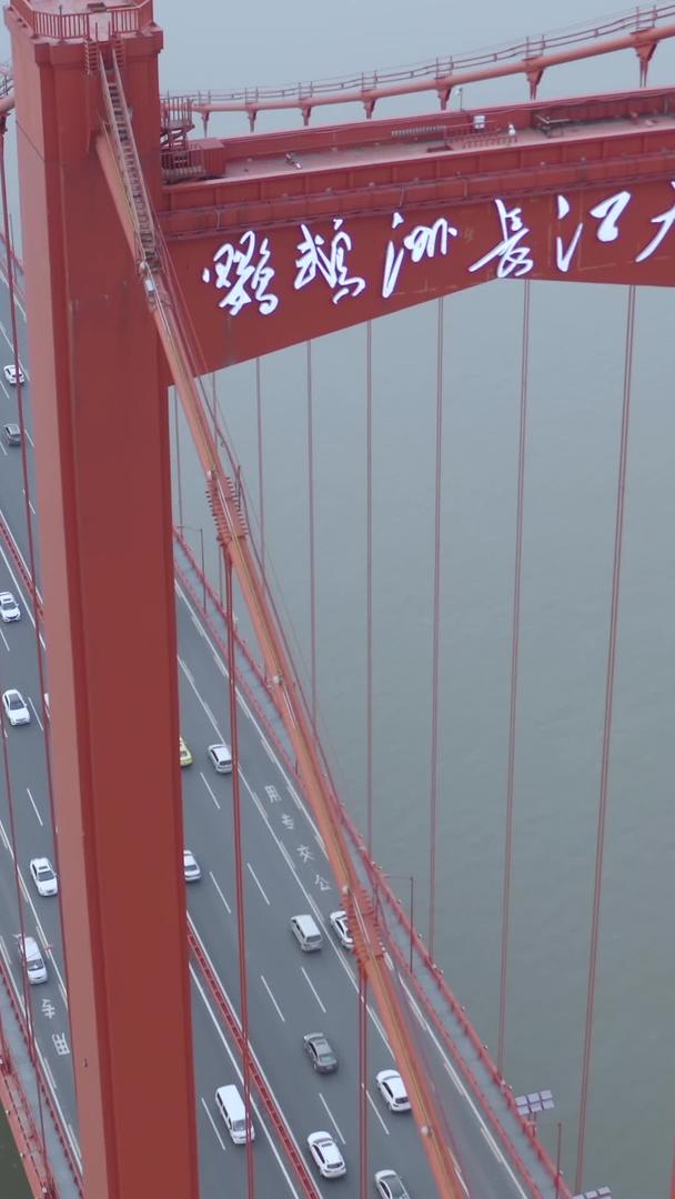 航拍鹦鹉洲长江大桥特写视频的预览图
