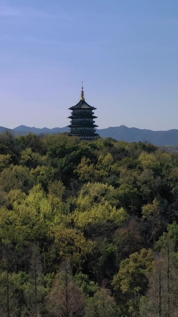 航拍杭州西湖雷峰塔视频的预览图