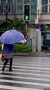 下雨天撑伞过马路的行人合集视频的预览图