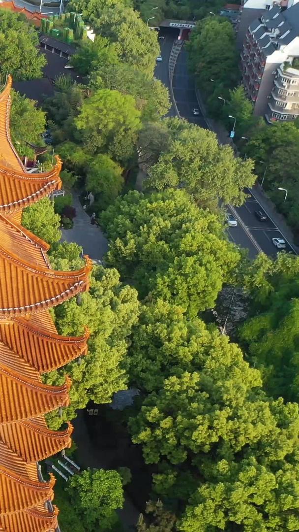 近距离航拍武汉城市地标风景旅游黄鹤楼楼视频的预览图