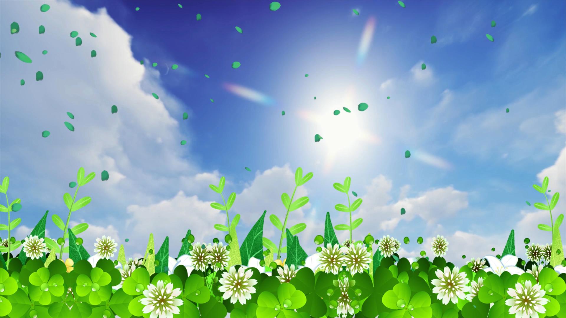 春天蓝天绿草动态视频背景视频的预览图
