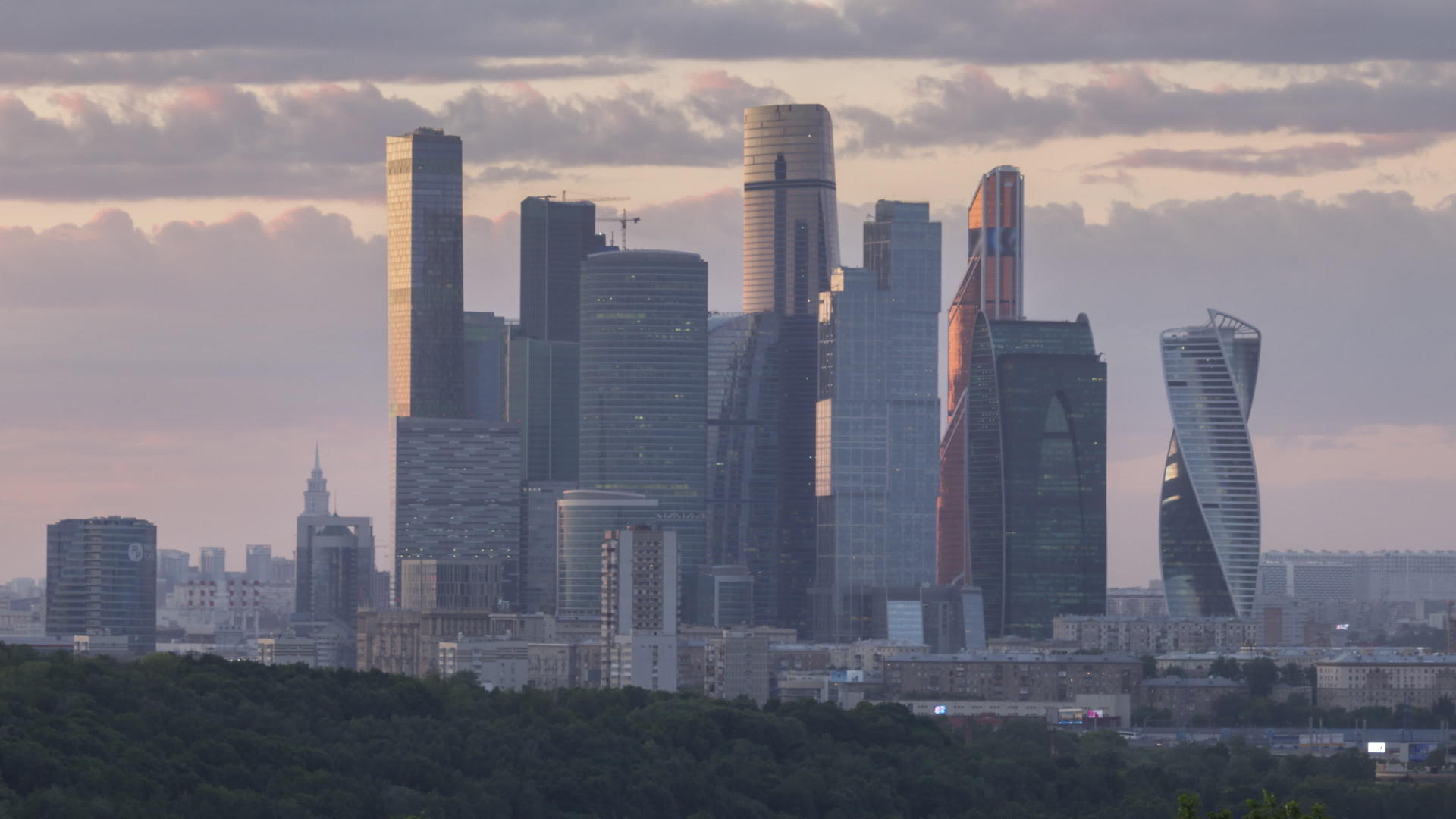 莫斯科商业中心日落视频的预览图
