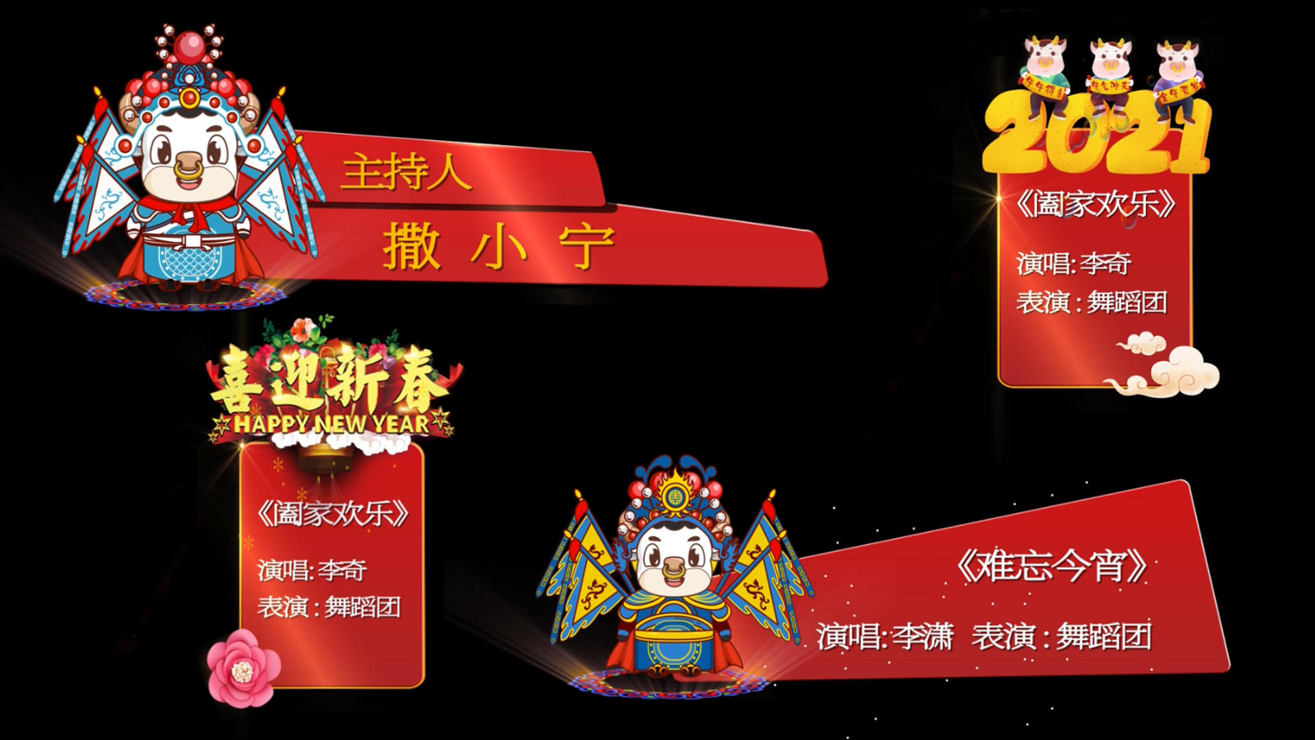 喜庆春节牛年字幕条ae模板视频的预览图