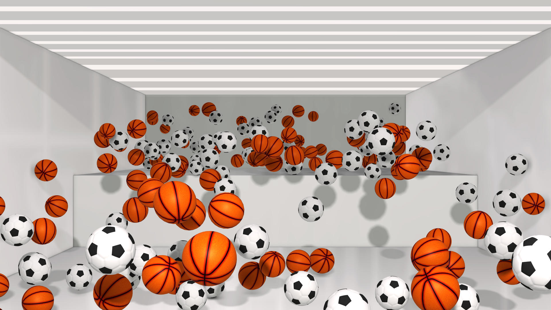 4K夏日篮球足球创意裸眼3D效果视频的预览图