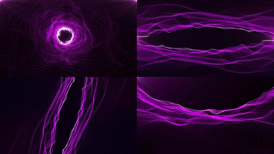 一组彩色波浪涌动的粒子连线光晕背景视频的预览图