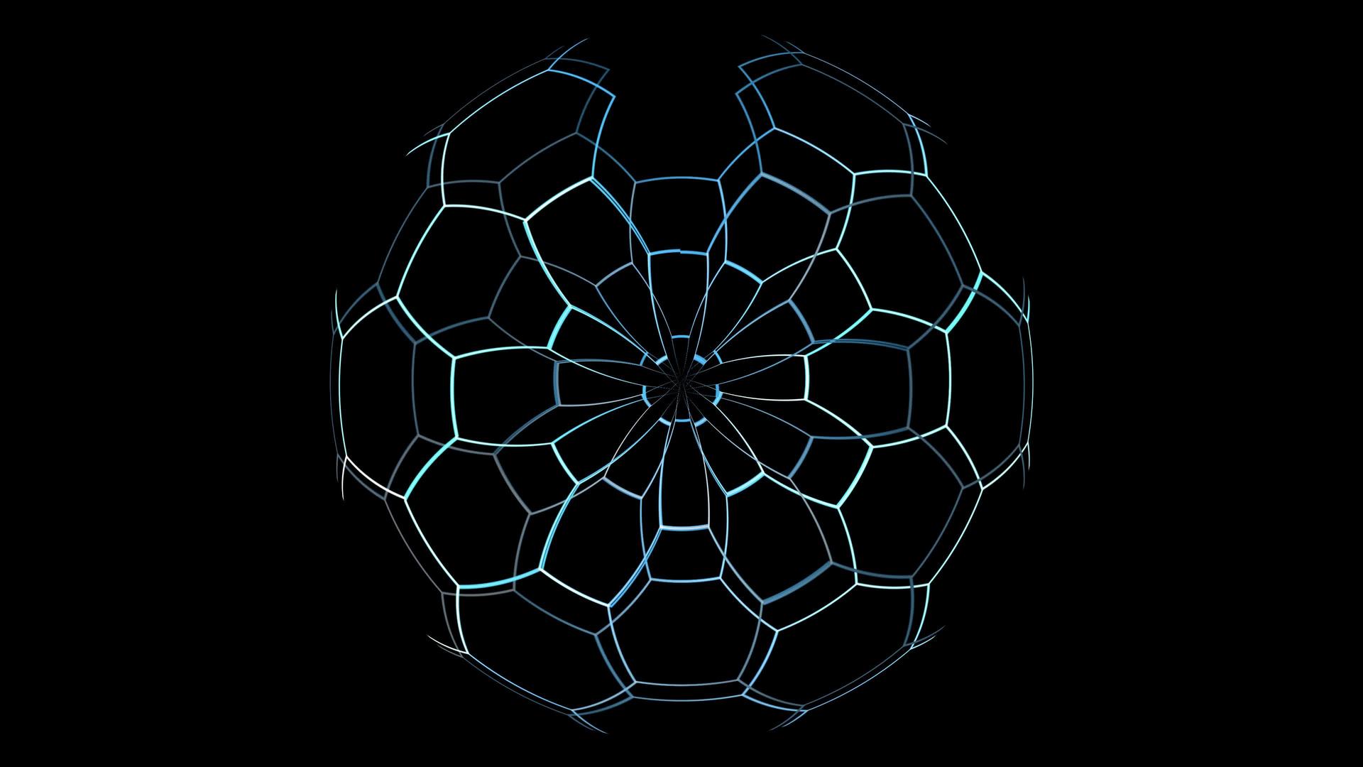 数字六边形铁丝网x滚动旋转x蓝色数字光调视频的预览图