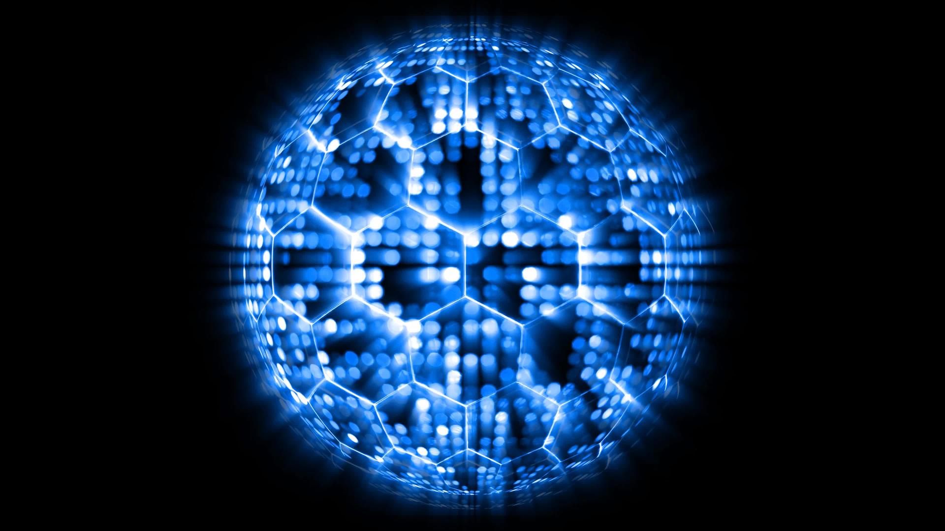 动画抽象蓝色调光球可视化波技术视频的预览图