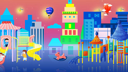 4k浪漫城市街景卡通梦幻背景视频的预览图