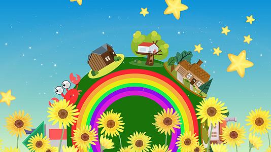 彩虹星球卡通背景视频的预览图