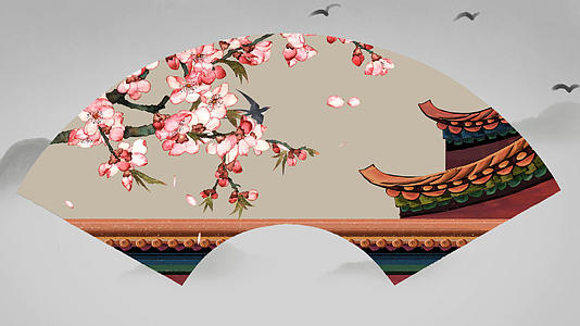 桃花装饰扇面古风动画背景视频的预览图