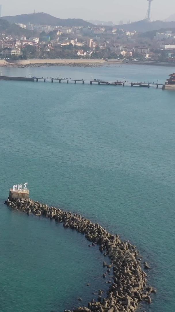 青岛城市风景海上皇宫航拍视频视频的预览图