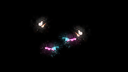 彩色粒子蝴蝶群飞舞视频元素视频的预览图