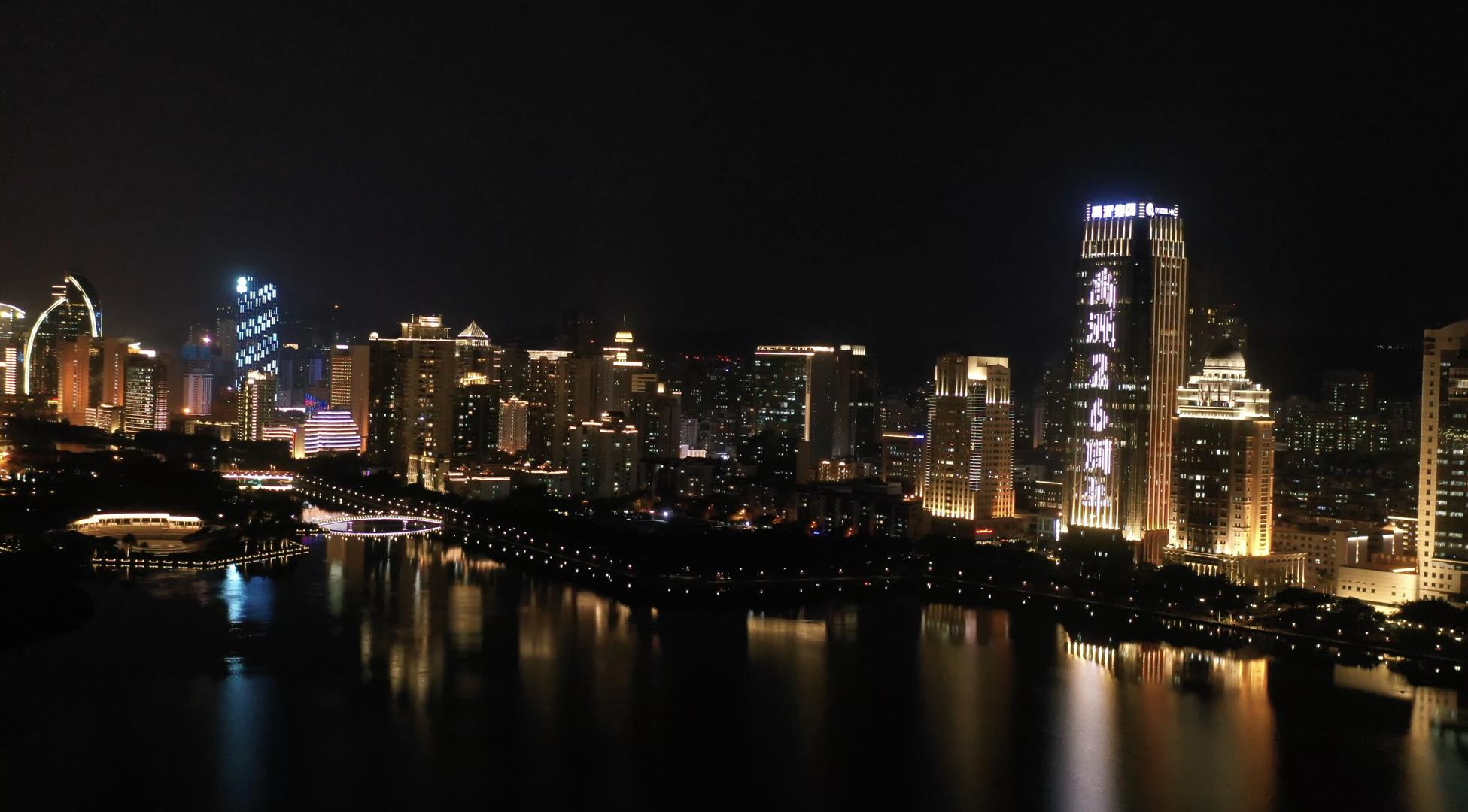 厦门城市风光夜景航拍4K视频视频的预览图