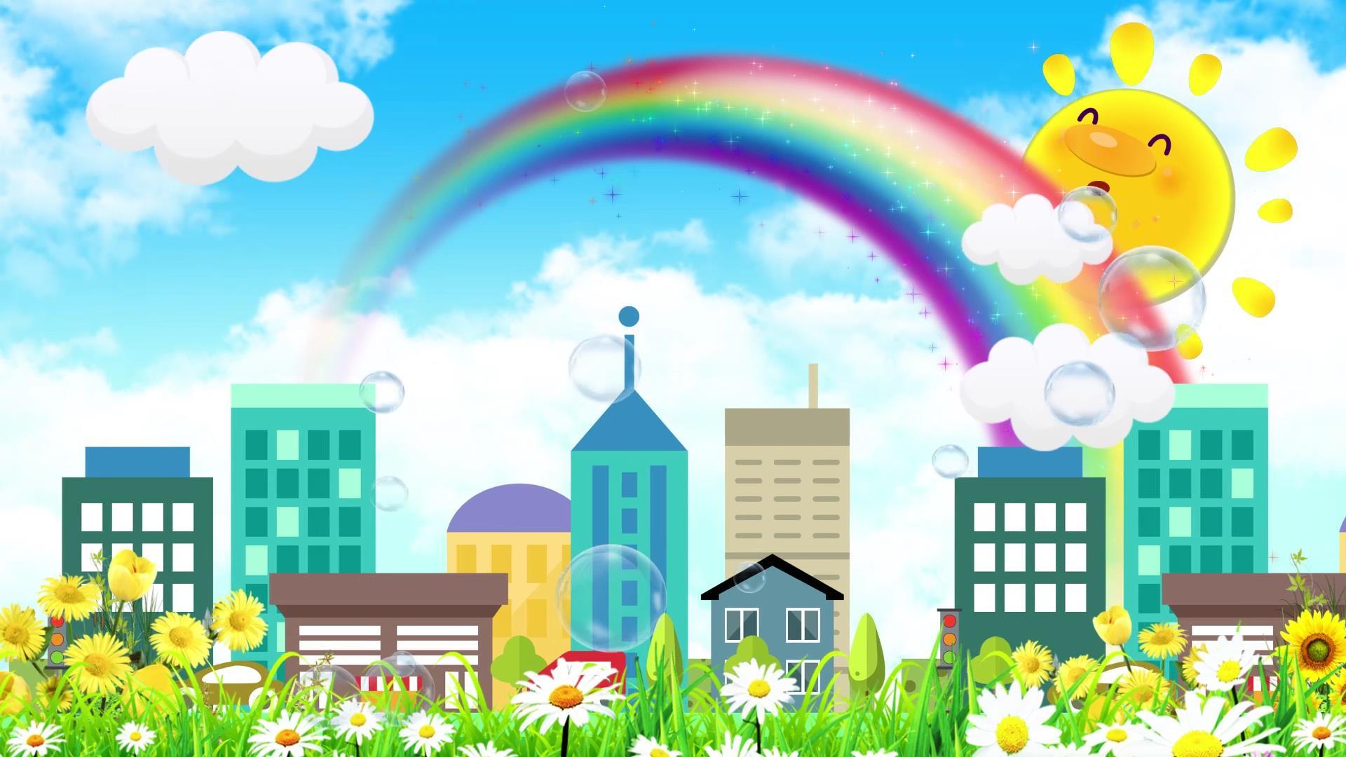 卡通儿童城市背景视频视频的预览图