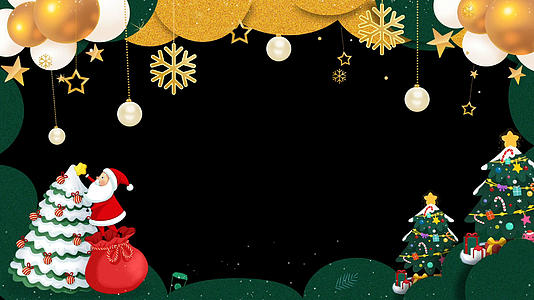 圣诞节卡通圣诞老人绿色节日边框视频的预览图
