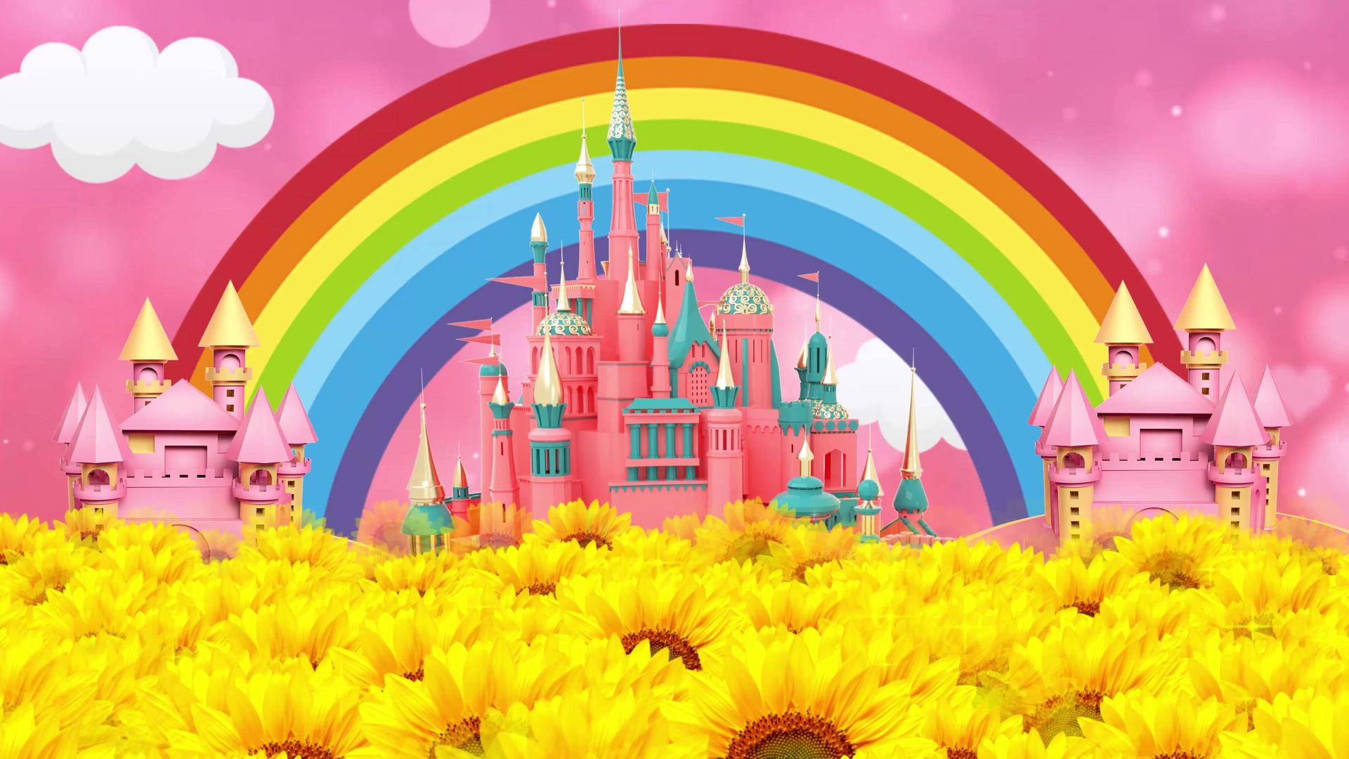 4K卡通彩虹向日葵led背景视频视频的预览图