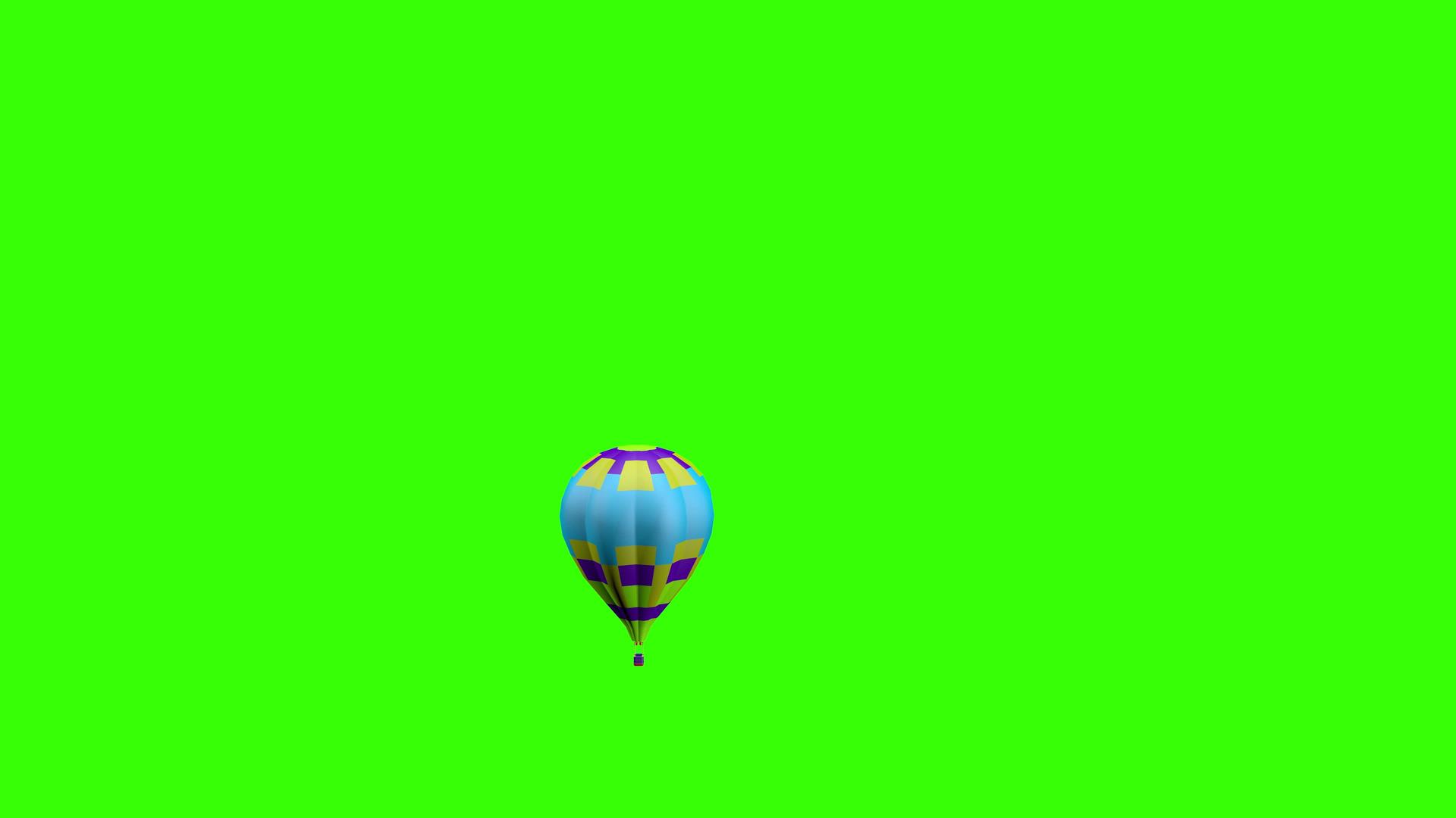 绿色背景下的热气球在空气中飘扬视频的预览图