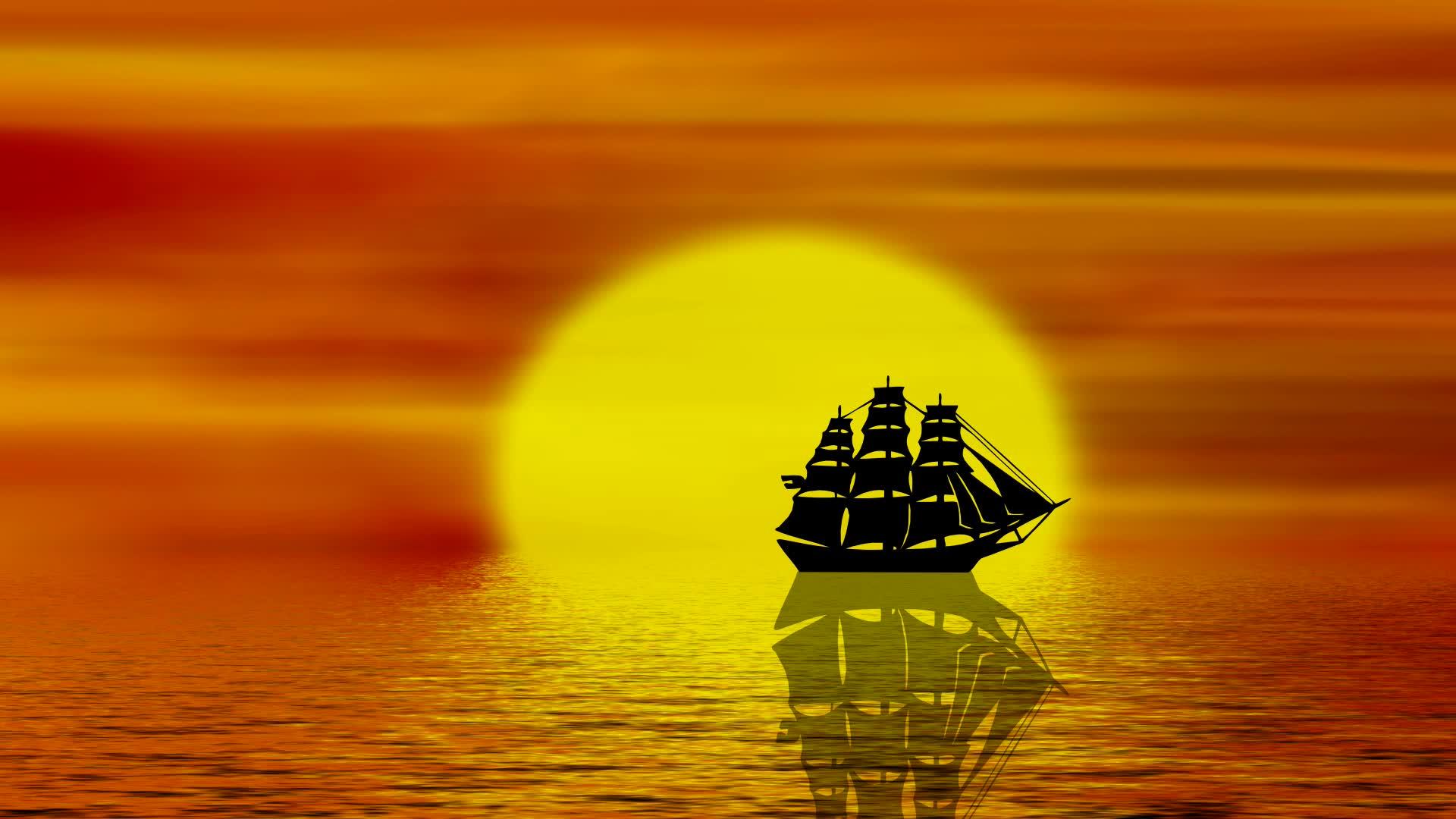 日落时在海上航行视频的预览图