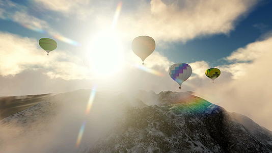 山顶上气气球视频的预览图
