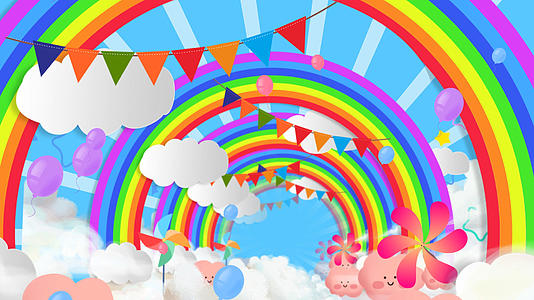 4k彩虹穿梭卡通彩色背景视频的预览图