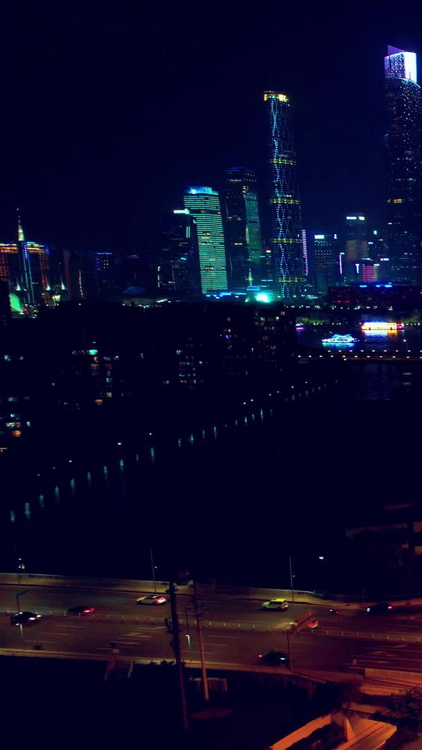 广州猎德大道城市交通城市夜景航拍车流动视频的预览图