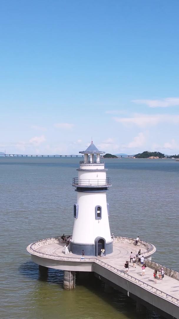 广东珠海海景环绕航拍灯塔素材视频的预览图