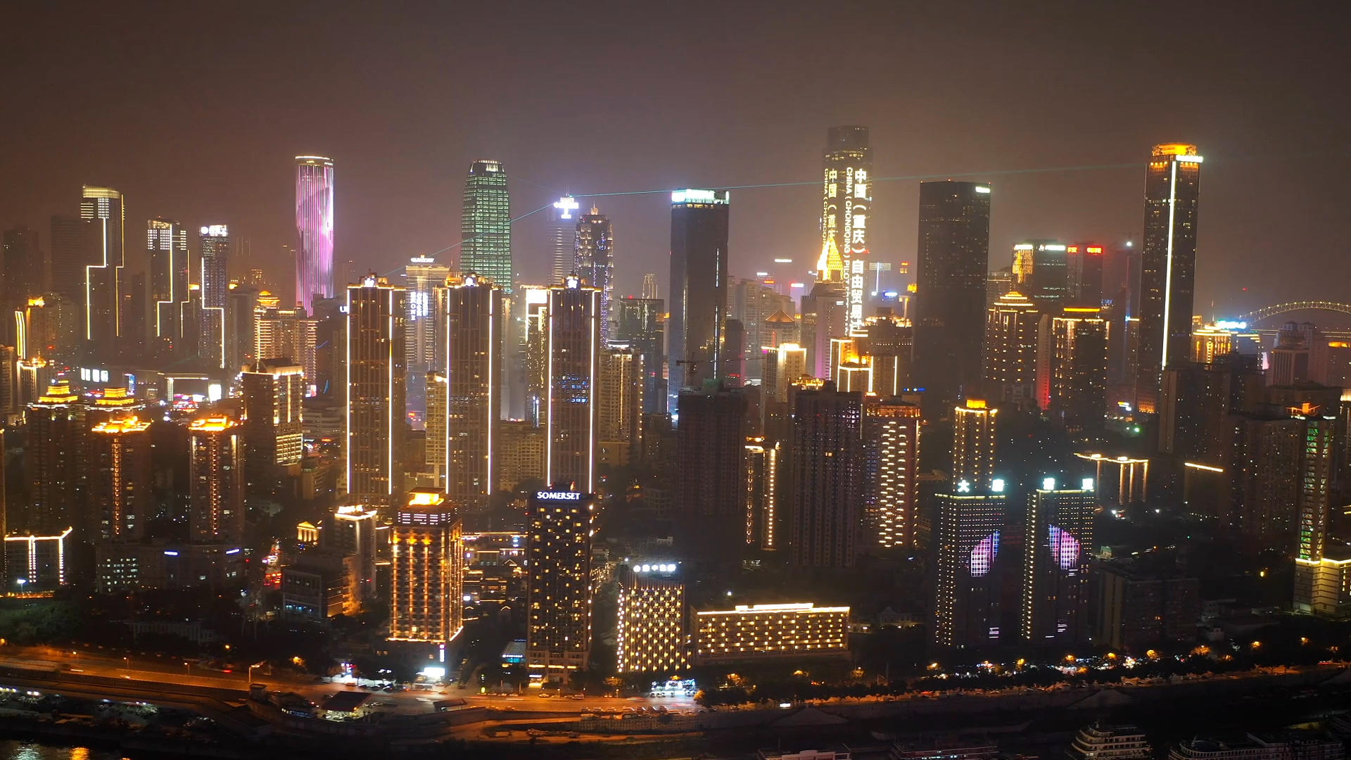 重庆城市夜景航拍延时视频的预览图