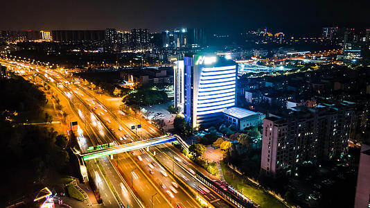4K航拍南京江北新区夜景延时摄影视频的预览图