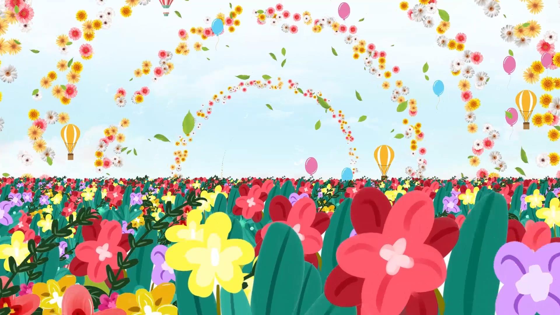动态唯美花海大气粒子花朵旋转背景视频视频的预览图