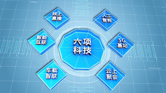 干净科技感结构板块分类图AE模板视频的预览图