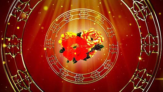 中国风新年牡丹金色光效舞台背景视频的预览图