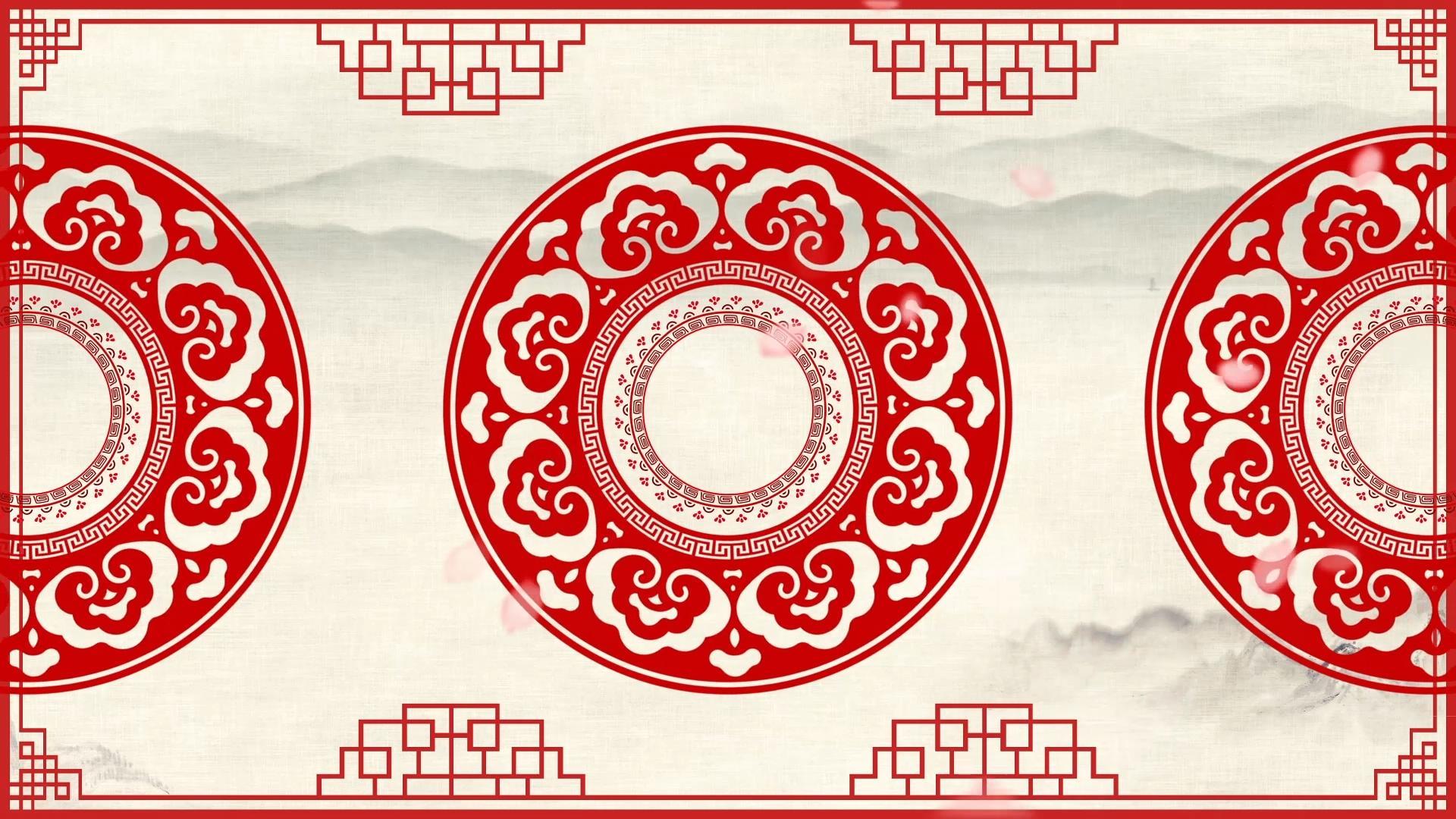 中国风新年中国风花纹背景视频的预览图