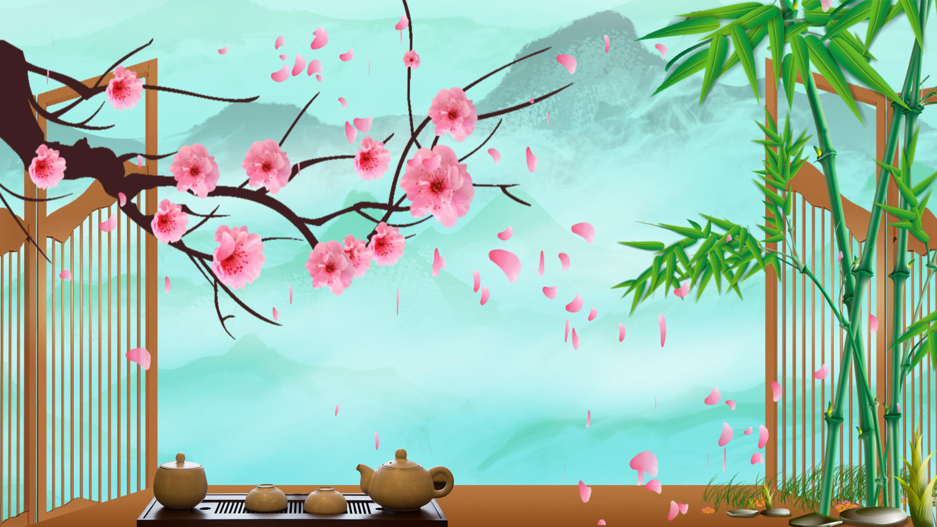 中国风花朵生长背景视频视频的预览图