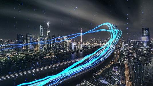 动态大气蓝色科技感城市光线穿梭视频背景元素视频的预览图