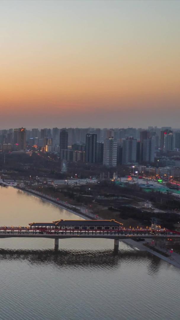 渭河咸阳古城日落城市视频的预览图