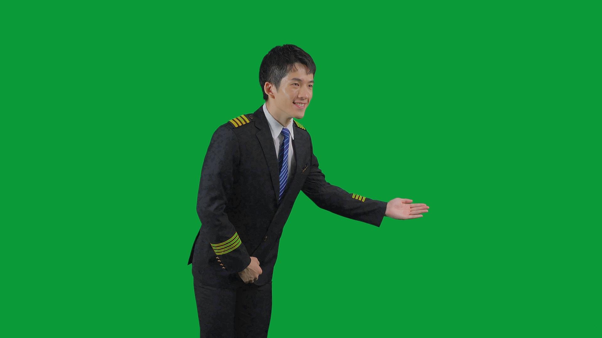 4K绿幕飞行员欢迎手势视频的预览图