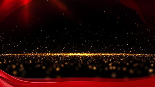 金色粒子飘带红色改革背景视频的预览图