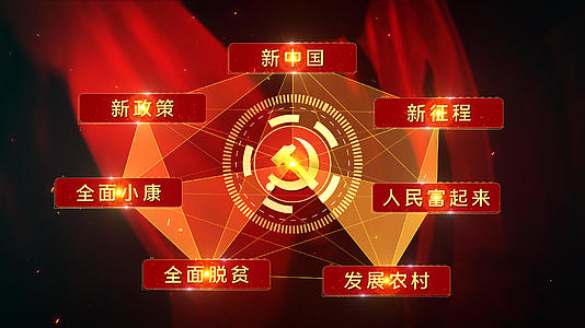 红色党政组织框架AE模版视频的预览图
