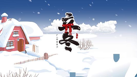 大雪纷飞立冬卡通动画AE模板视频的预览图
