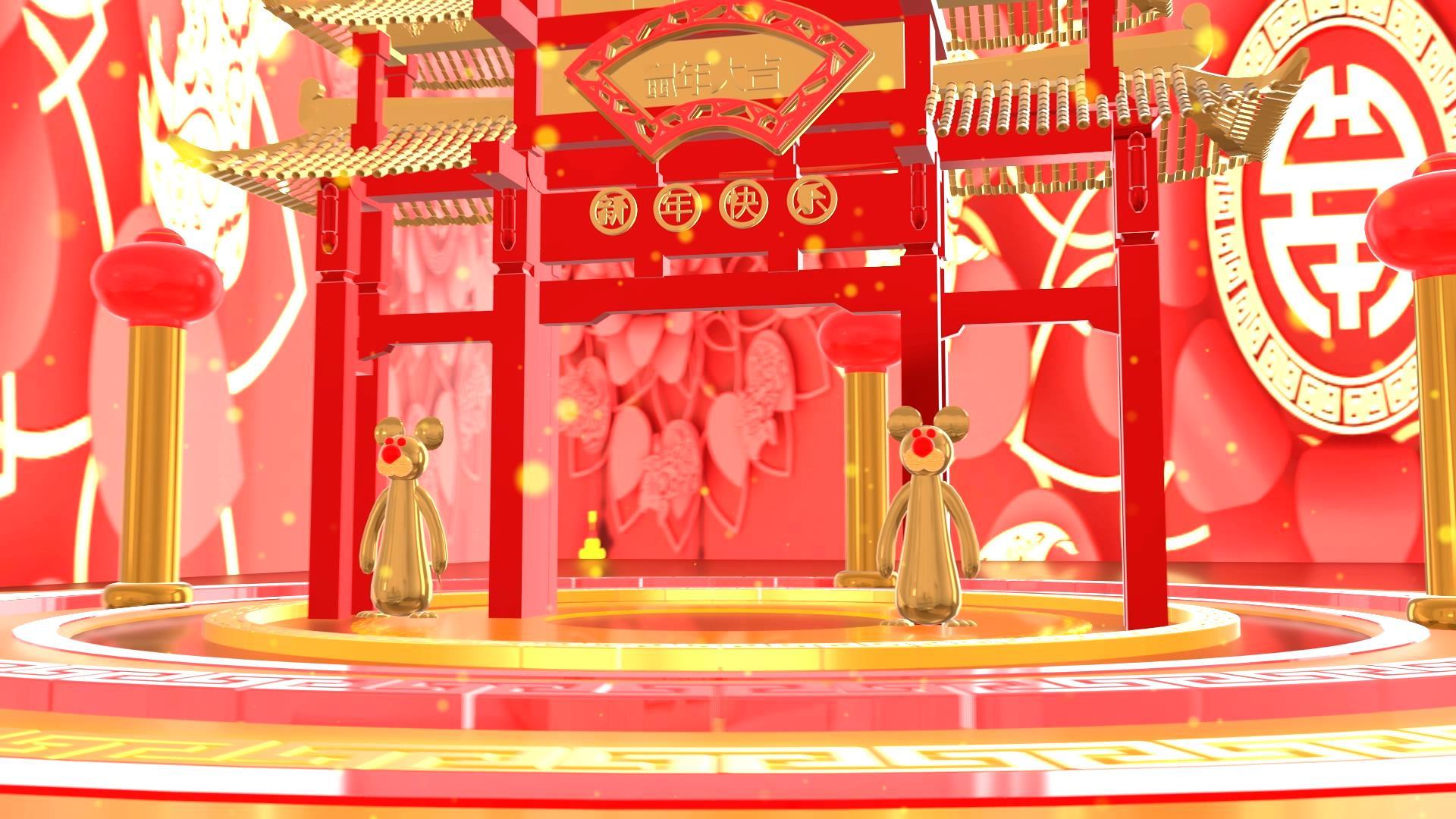 大气奢华C4D鼠年新春大吉片头视频的预览图