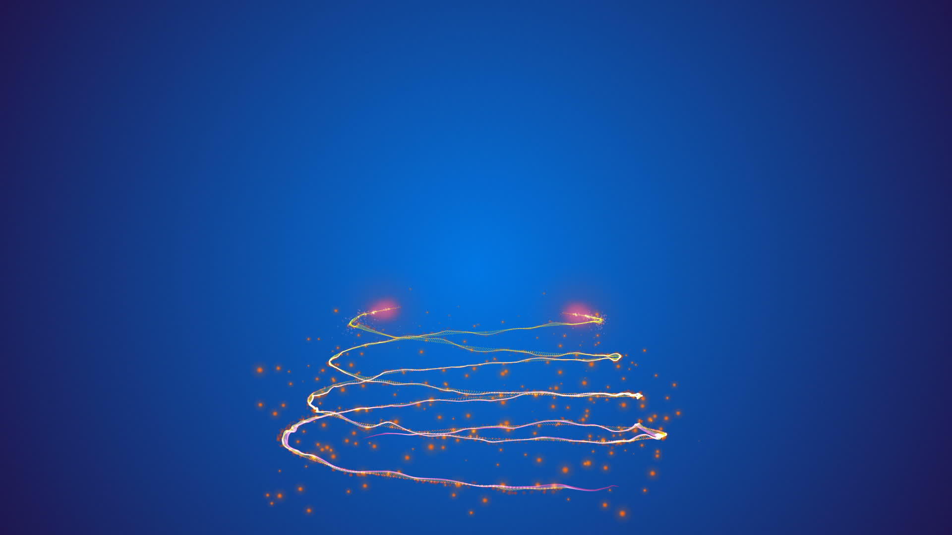 蓝色梯度彩色圣诞树和烟花发光颗粒视频的预览图