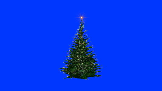 圣诞假日灯光树旋转蓝屏染色体视频的预览图