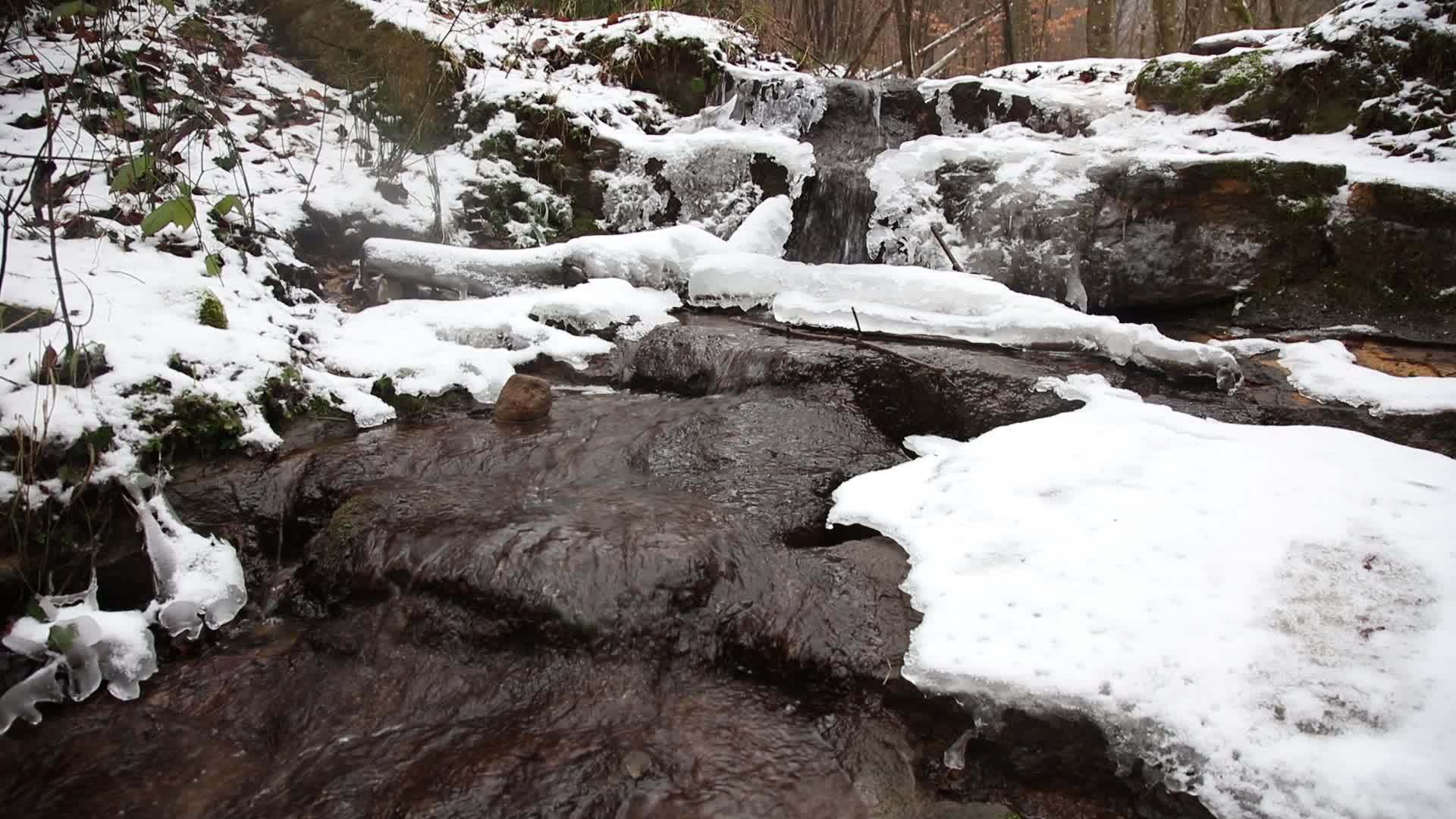 冬天的山河瀑布视频的预览图