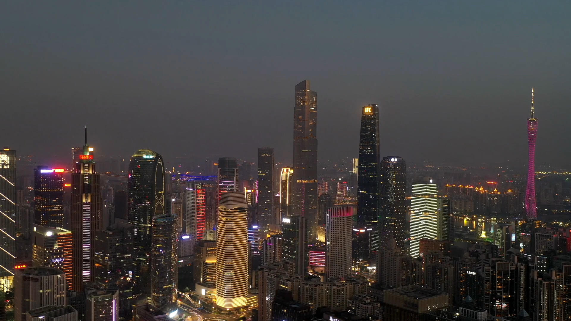 广州城市夜景天际线视频的预览图