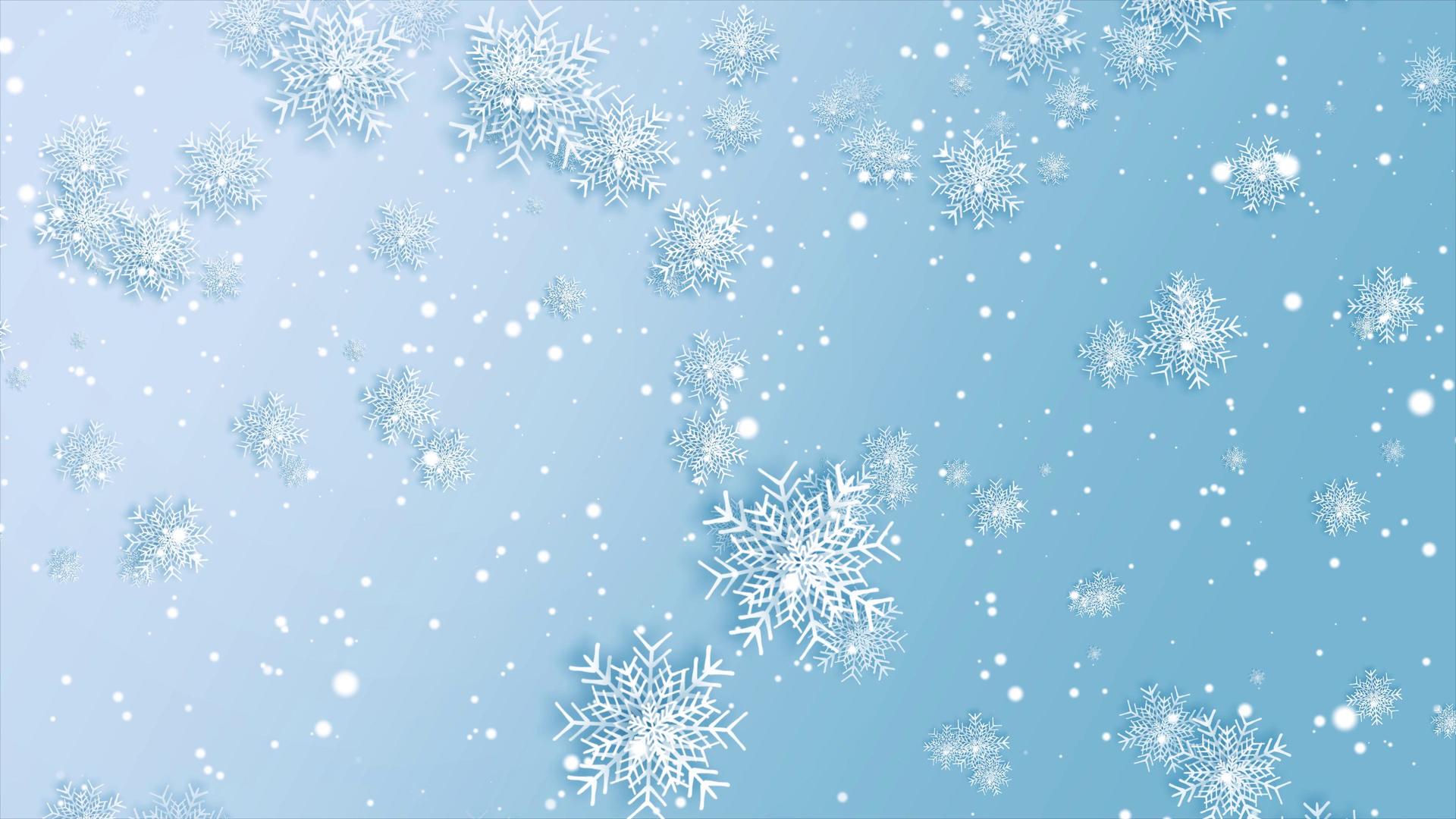 冬季下雪雪花飘飘下雪元素背景视频的预览图