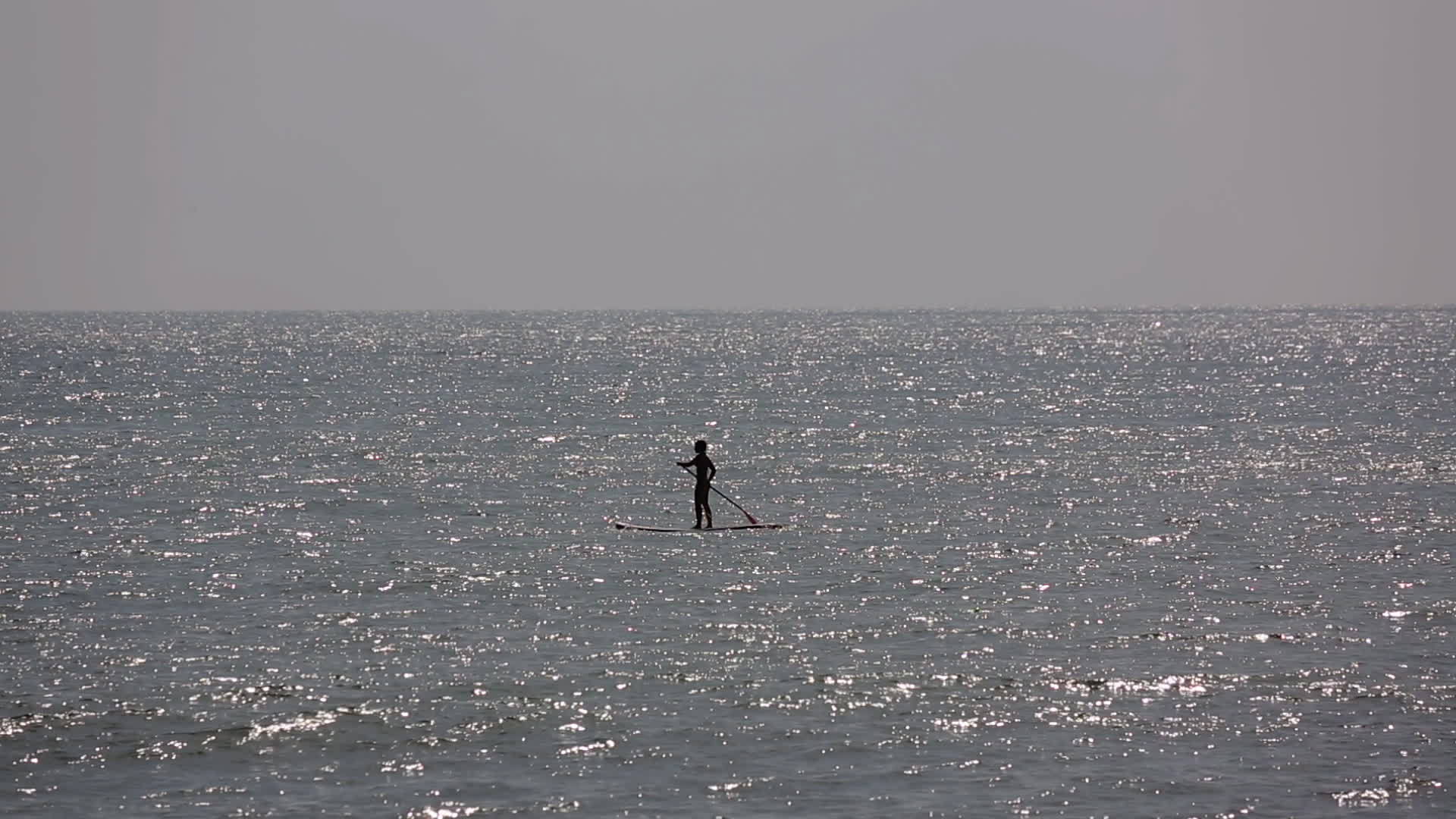日落时冲浪者在海中视频的预览图