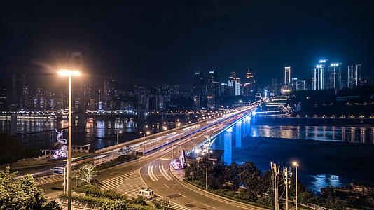 重庆长江大桥夜景延时摄影视频的预览图