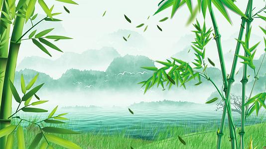 4K中国风水墨春天竹子背景视频视频的预览图